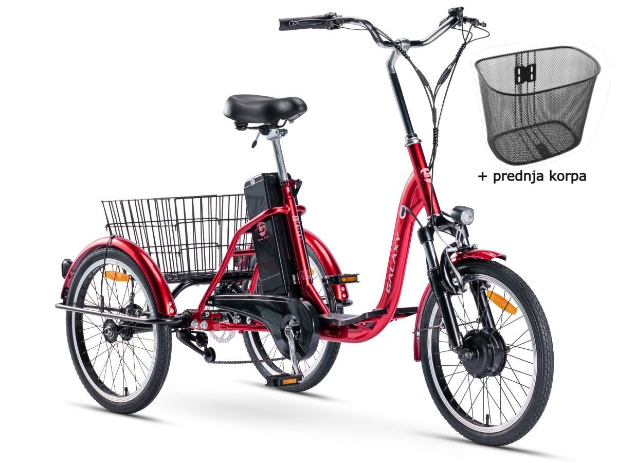 Električni tricikl 20" VIGO (250W 36V/10.4Ah lithium) crvena